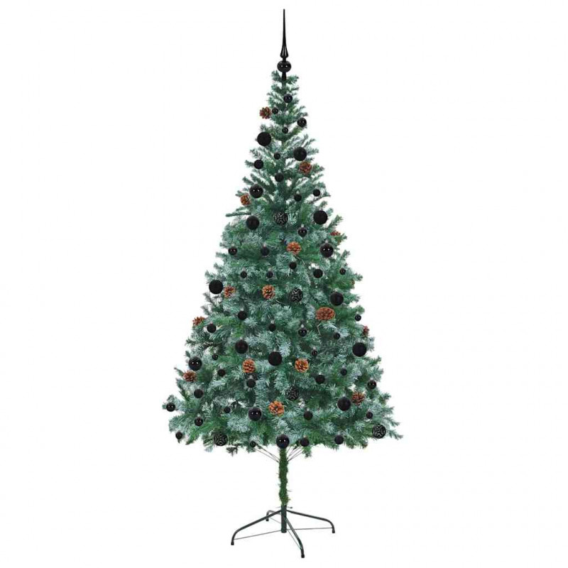 Sztuczna choinka z 300 diodami LED Zielony 210 cm PVC i stal