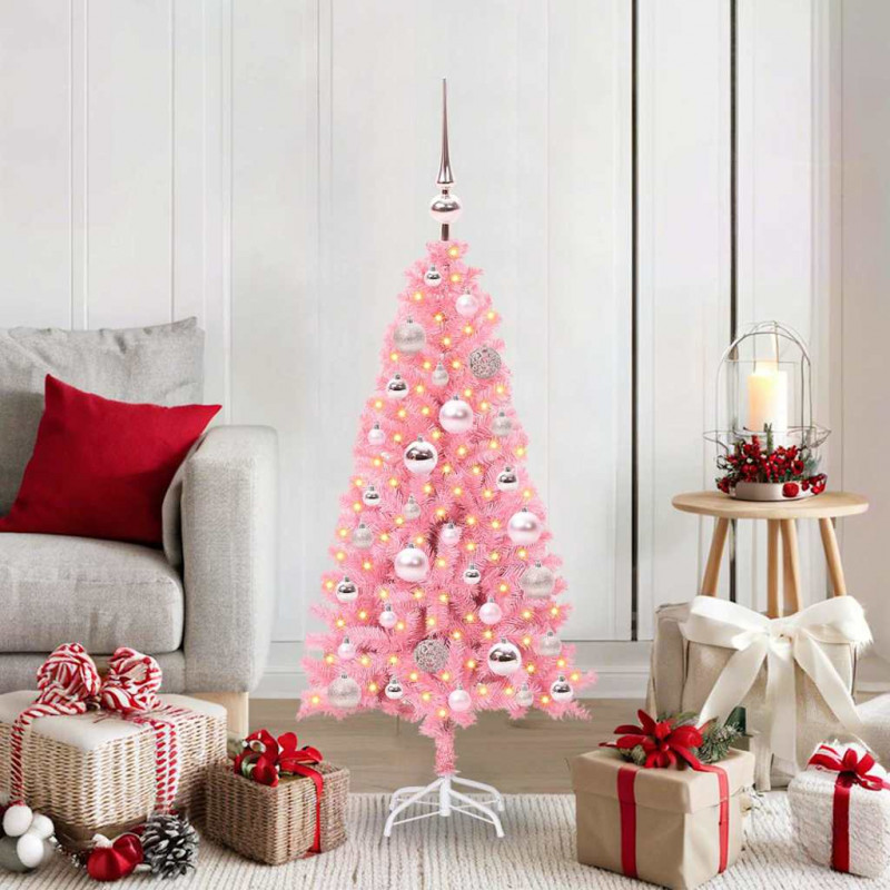 Choinka z 150 diodami LED z podstawą Różowy 120 cm PVC