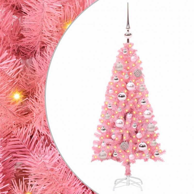 Choinka z 150 diodami LED z podstawą Różowy 120 cm PVC