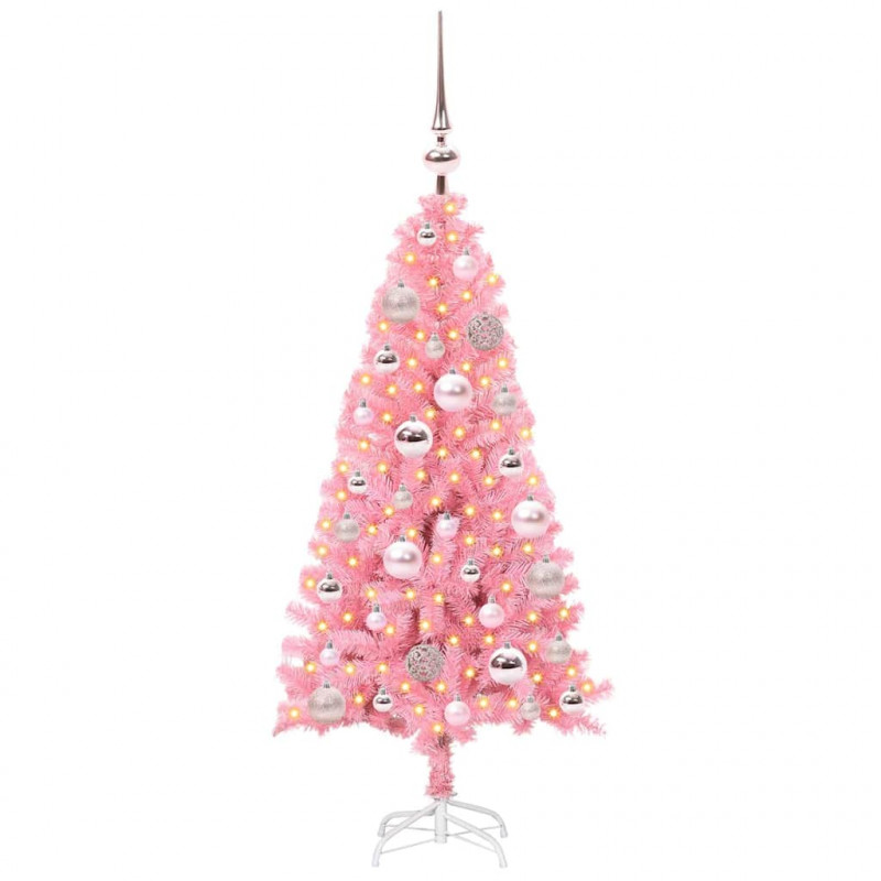 Choinka z 150 diodami LED z podstawą Różowy 120 cm PVC