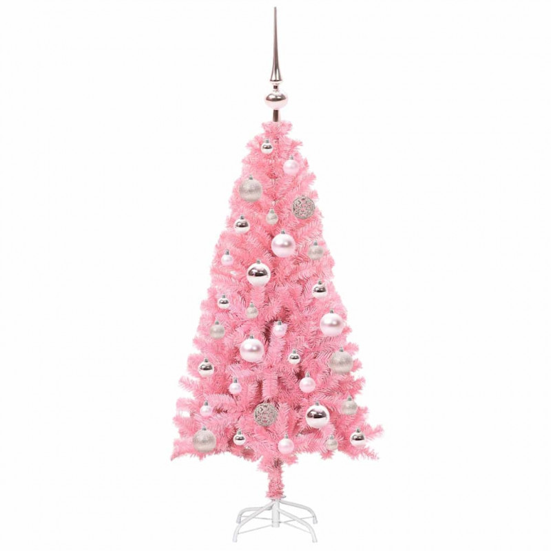 Choinka z 150 diodami LED z podstawą Różowy 120 cm PVC