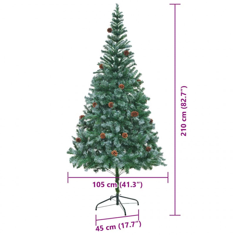 Sztuczna choinka z 300 diodami LED Zielony 210 cm PVC i stal