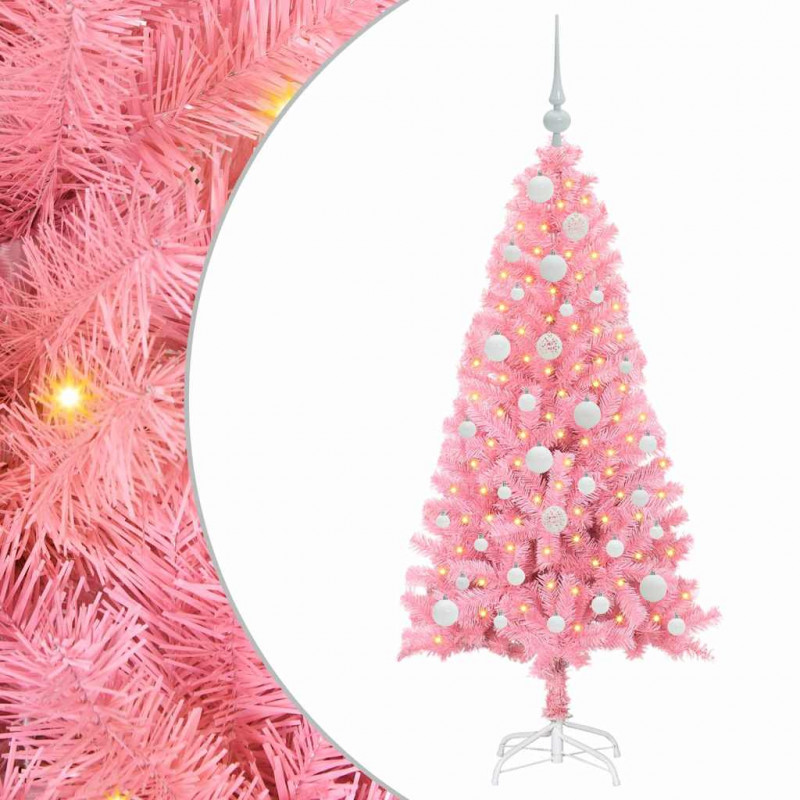 Choinka z 150 diodami LED z podstawą Różowy 120 cm PVC