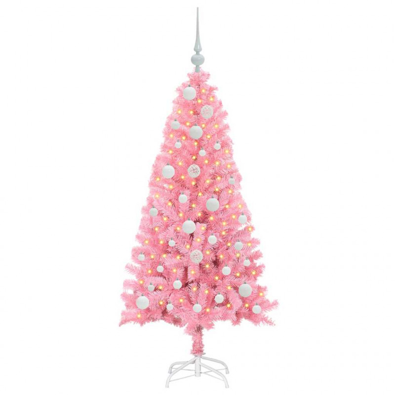 Choinka z 150 diodami LED z podstawą Różowy 120 cm PVC
