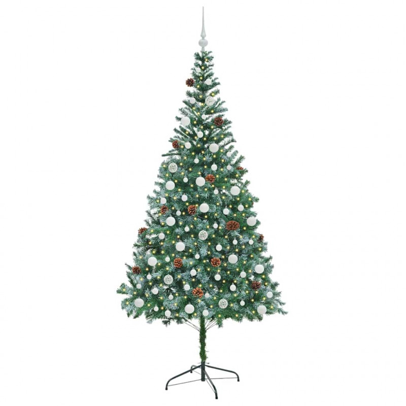 Sztuczna choinka z 300 diodami LED Zielony 210 cm PVC i stal