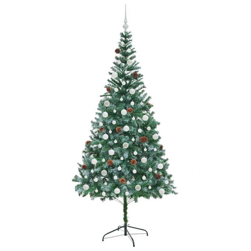 Sztuczna choinka z 300 diodami LED Zielony 210 cm PVC i stal
