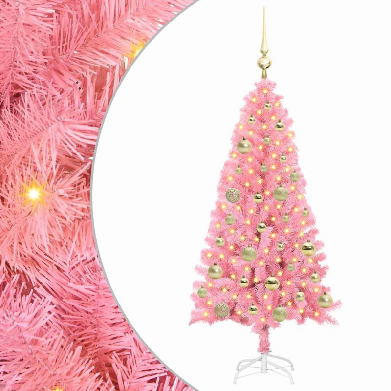 Choinka z 150 diodami LED z podstawą Różowy 120 cm PVC