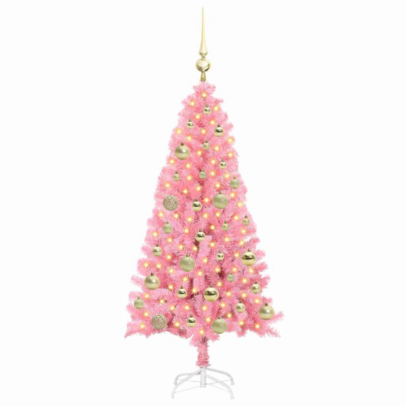 Choinka z 150 diodami LED z podstawą Różowy 120 cm PVC