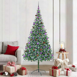 Sztuczna choinka z 300 diodami LED Zielony 210 cm PVC i stal