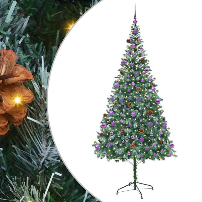 Sztuczna choinka z 300 diodami LED Zielony 210 cm PVC i stal