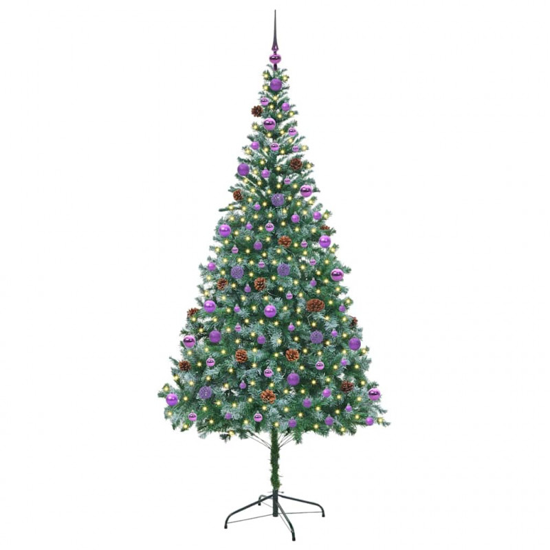 Sztuczna choinka z 300 diodami LED Zielony 210 cm PVC i stal