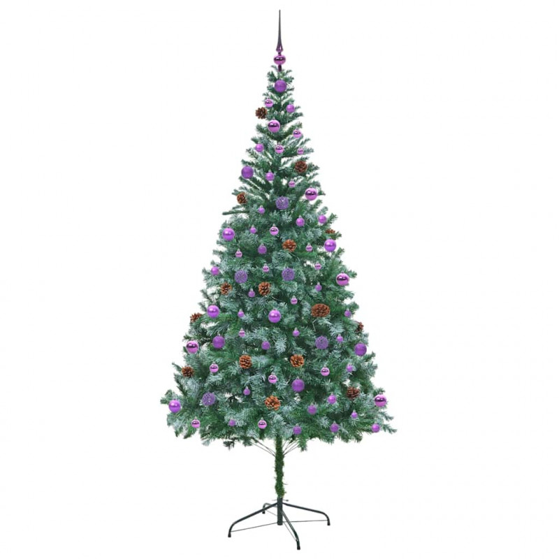 Sztuczna choinka z 300 diodami LED Zielony 210 cm PVC i stal