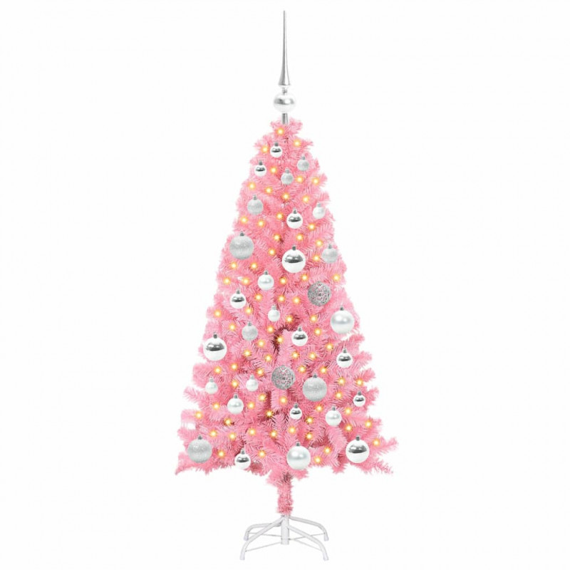 Choinka z 150 diodami LED z podstawą Różowy 120 cm PVC