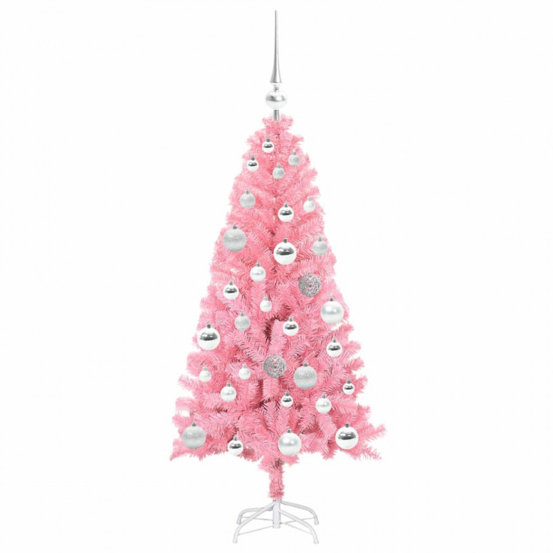 Choinka z 150 diodami LED z podstawą Różowy 120 cm PVC