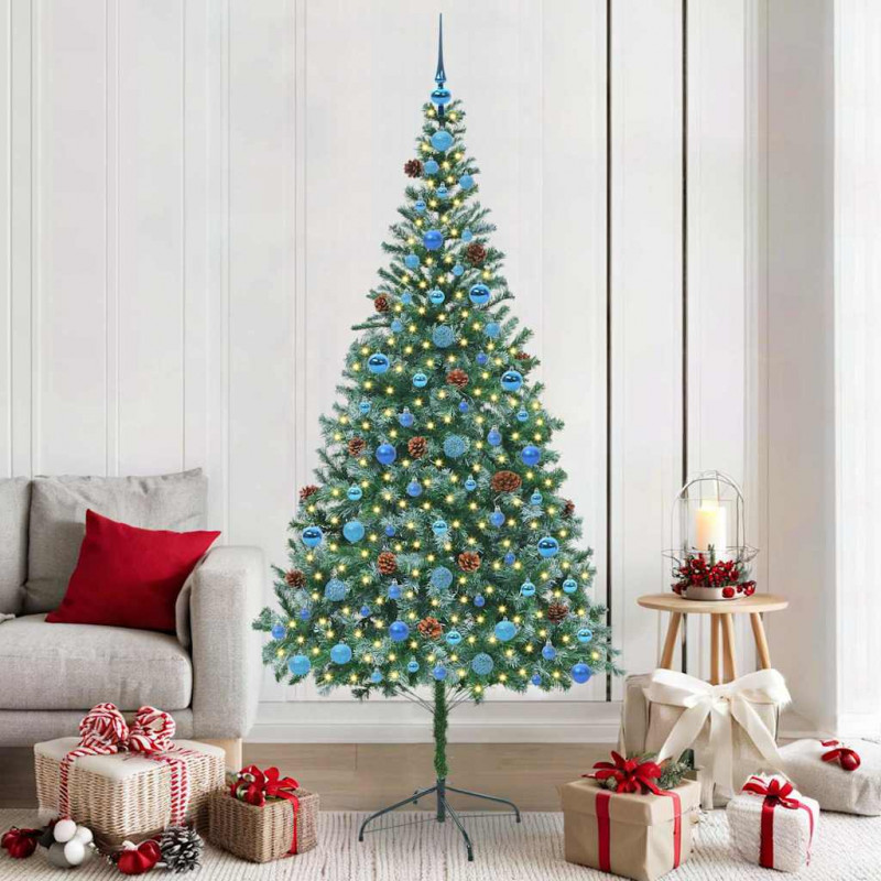 Sztuczna choinka z 300 diodami LED Zielony 210 cm PVC i stal