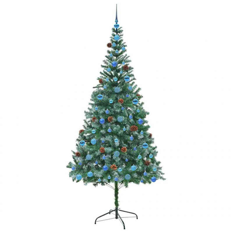 Sztuczna choinka z 300 diodami LED Zielony 210 cm PVC i stal