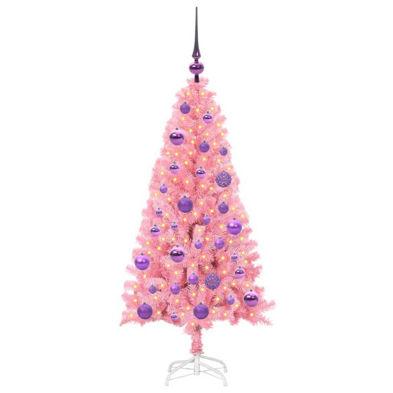 Choinka z 150 diodami LED z podstawą Różowy 120 cm PVC