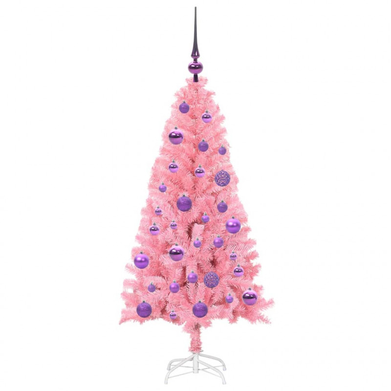 Choinka z 150 diodami LED z podstawą Różowy 120 cm PVC