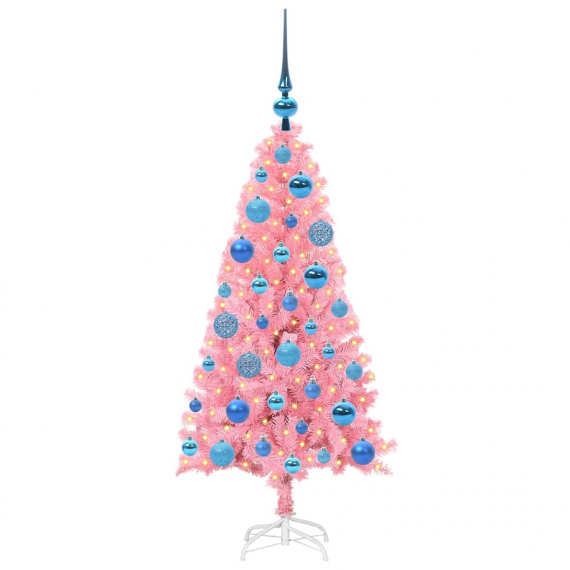 Choinka z 150 diodami LED z podstawą Różowy 120 cm PVC