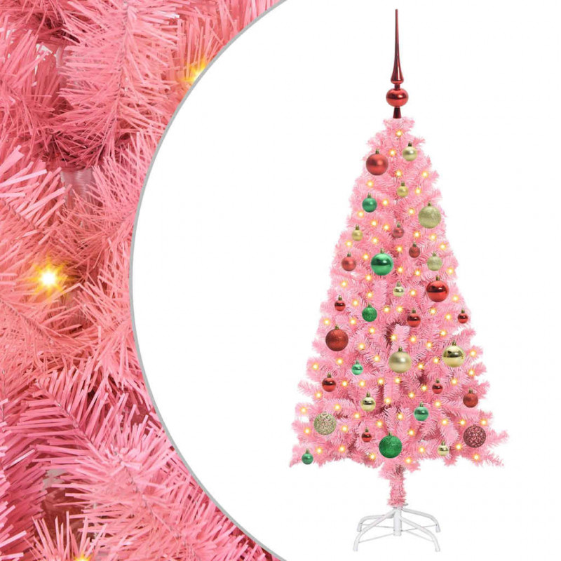 Choinka z 150 diodami LED z podstawą Różowy 120 cm PVC