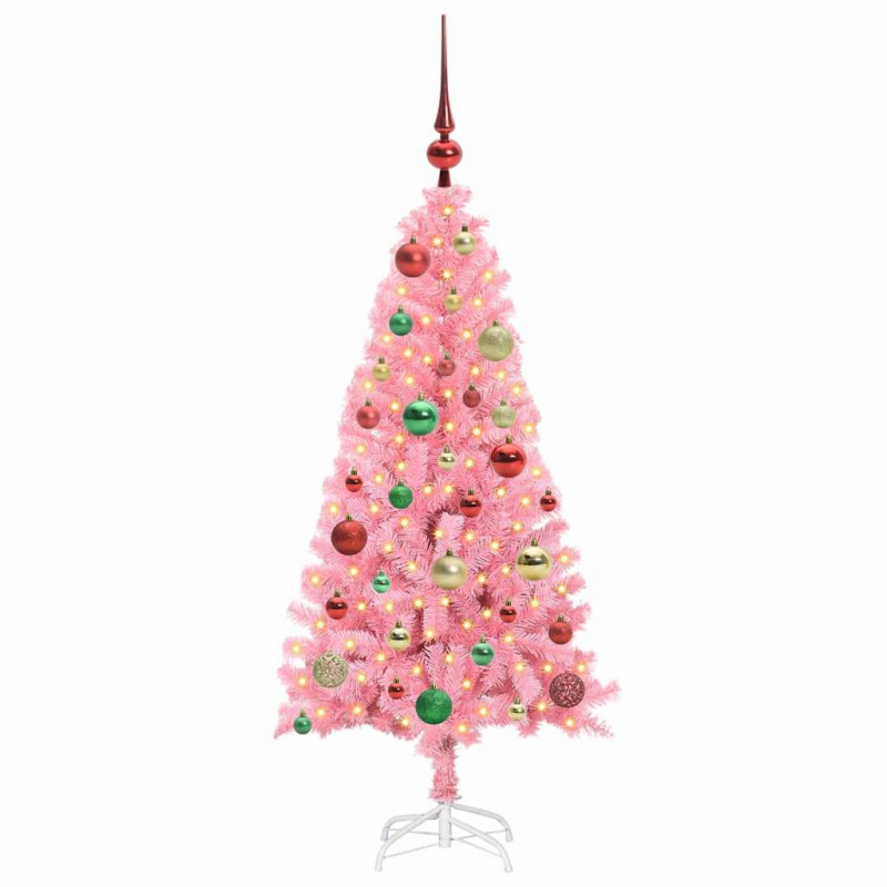 Choinka z 150 diodami LED z podstawą Różowy 120 cm PVC