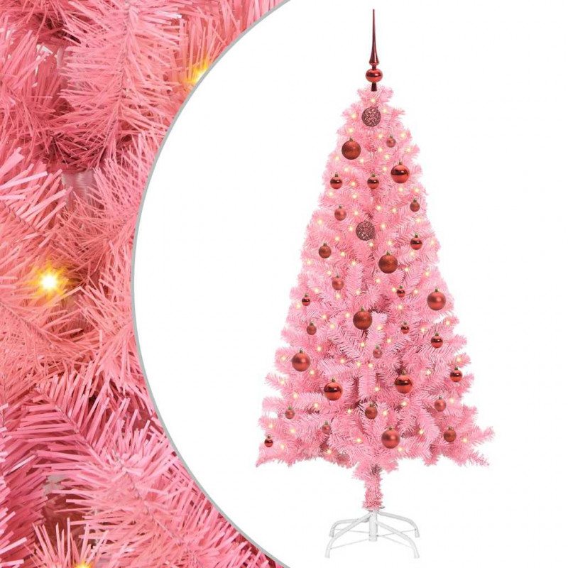 Choinka z 150 diodami LED z podstawą Różowy 150 cm PVC