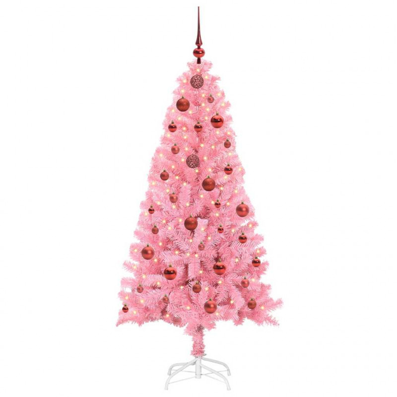 Choinka z 150 diodami LED z podstawą Różowy 150 cm PVC