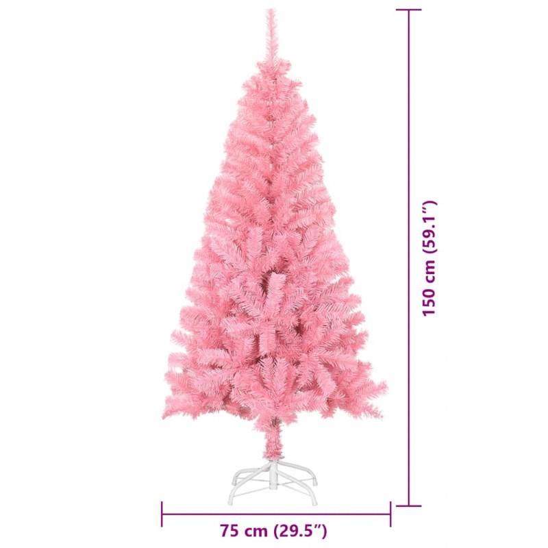Choinka z 150 diodami LED z podstawą Różowy 150 cm PVC