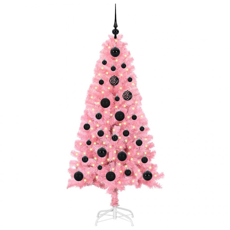 Choinka z 150 diodami LED z podstawą Różowy 150 cm PVC