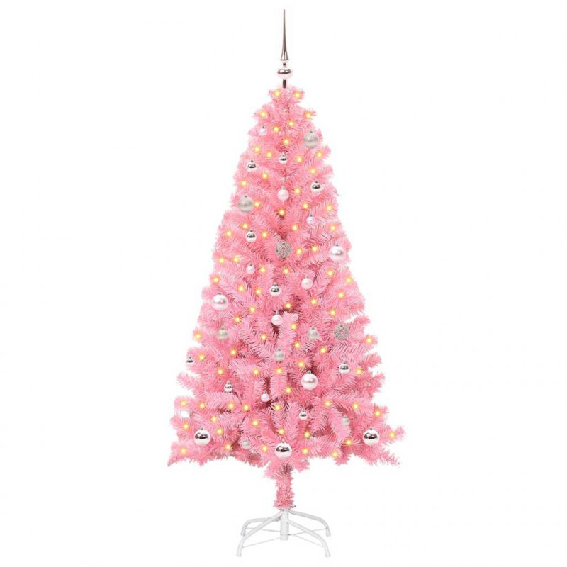 Choinka z 150 diodami LED z podstawą Różowy 150 cm PVC