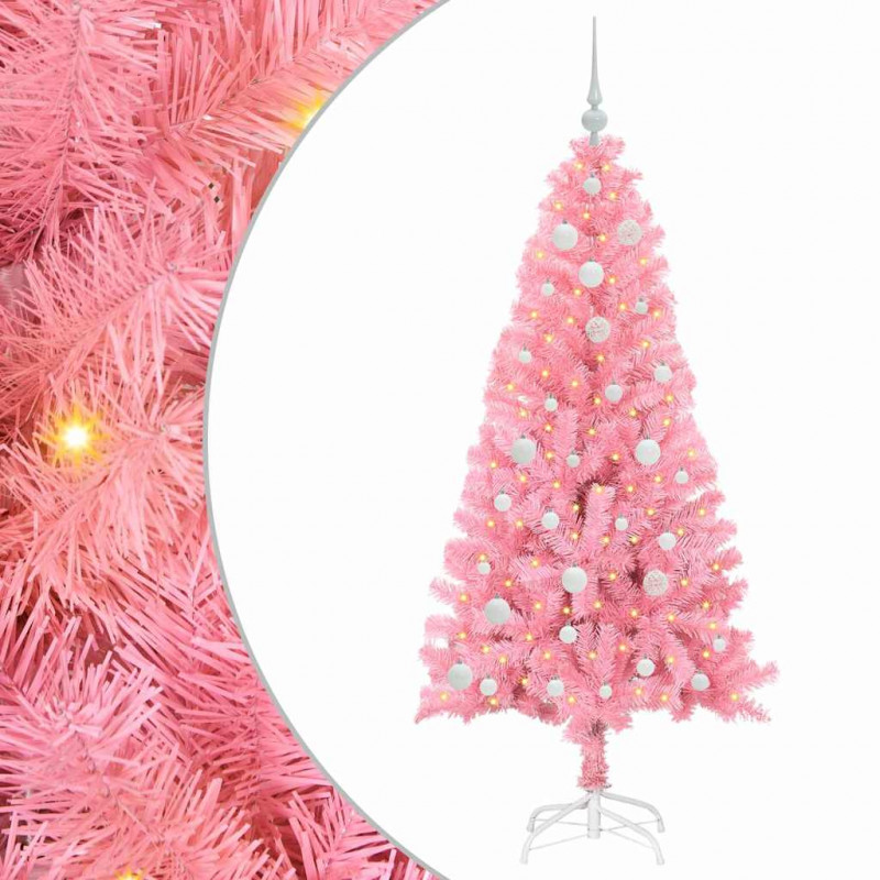 Choinka z 150 diodami LED z podstawą Różowy 150 cm PVC