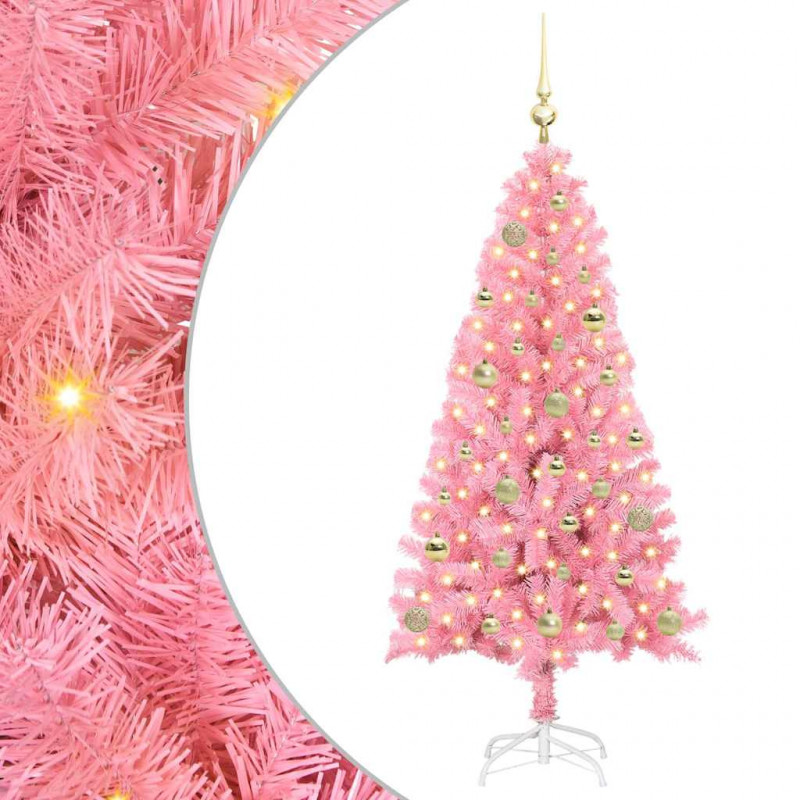 Choinka z 150 diodami LED z podstawą Różowy 150 cm PVC
