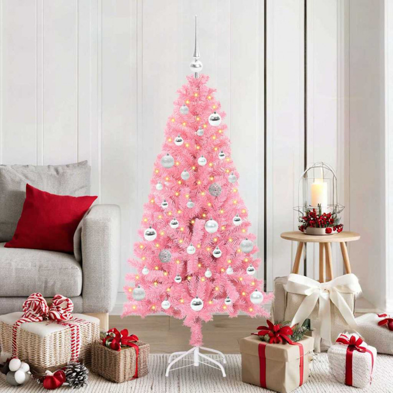 Choinka z 150 diodami LED z podstawą Różowy 150 cm PVC