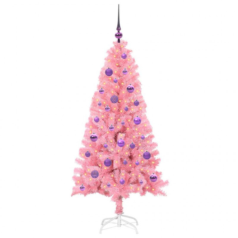 Choinka z 150 diodami LED z podstawą Różowy 150 cm PVC