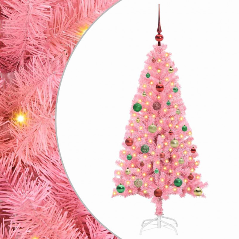 Choinka z 150 diodami LED z podstawą Różowy 150 cm PVC