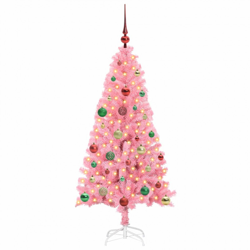 Choinka z 150 diodami LED z podstawą Różowy 150 cm PVC