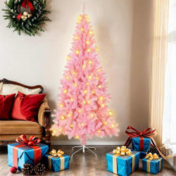 Choinka z 300 diodami LED z podstawą Różowy 180 cm PVC
