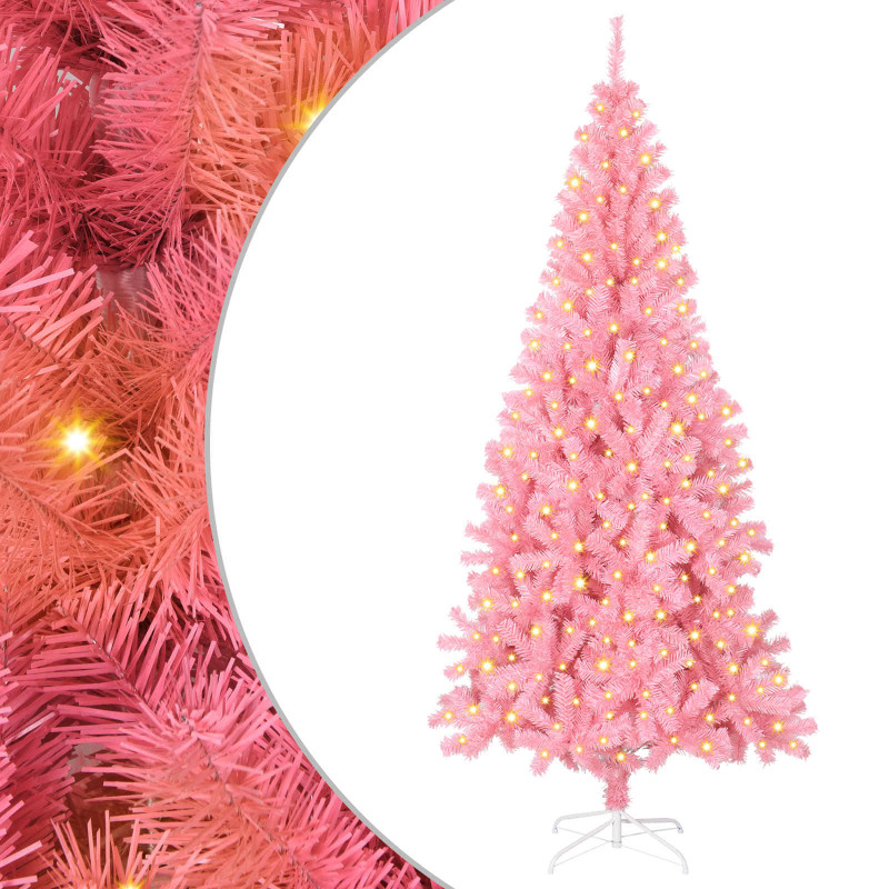 Choinka z 300 diodami LED z podstawą Różowy 180 cm PVC