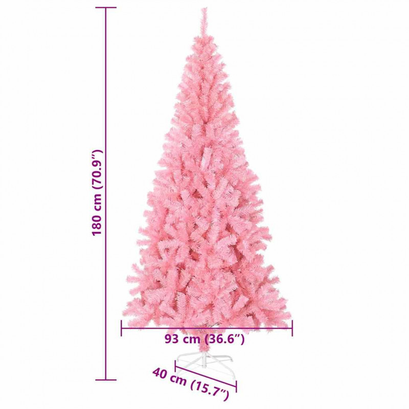 Choinka z 300 diodami LED z podstawą Różowy 180 cm PVC