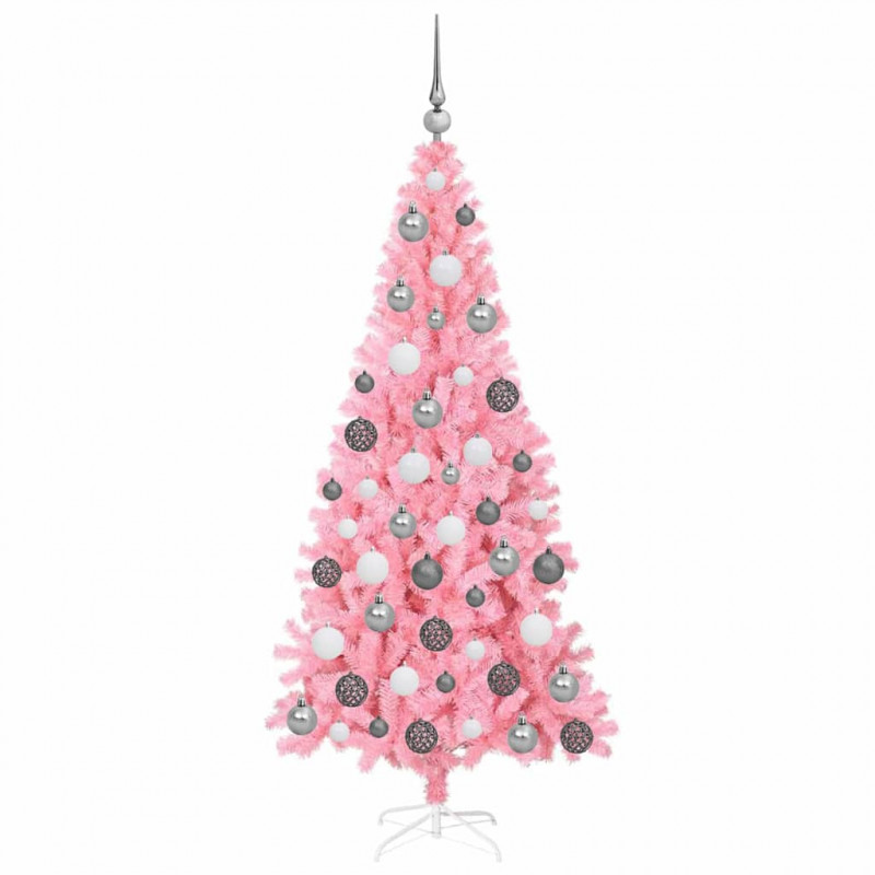 Choinka z 300 diodami LED z podstawą Różowy 180 cm PVC