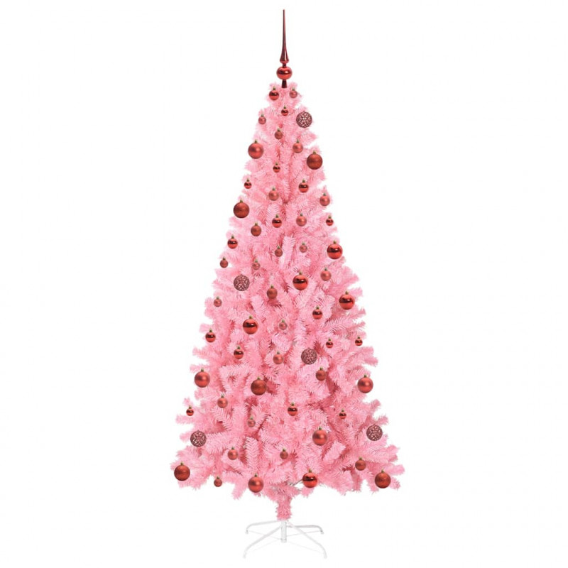 Choinka z 300 diodami LED z podstawą Różowy 180 cm PVC