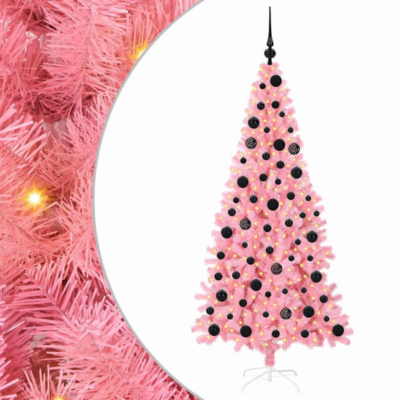Choinka z 300 diodami LED z podstawą Różowy 180 cm PVC