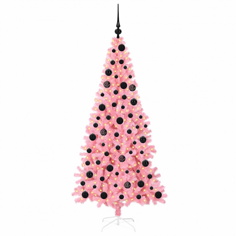 Choinka z 300 diodami LED z podstawą Różowy 180 cm PVC