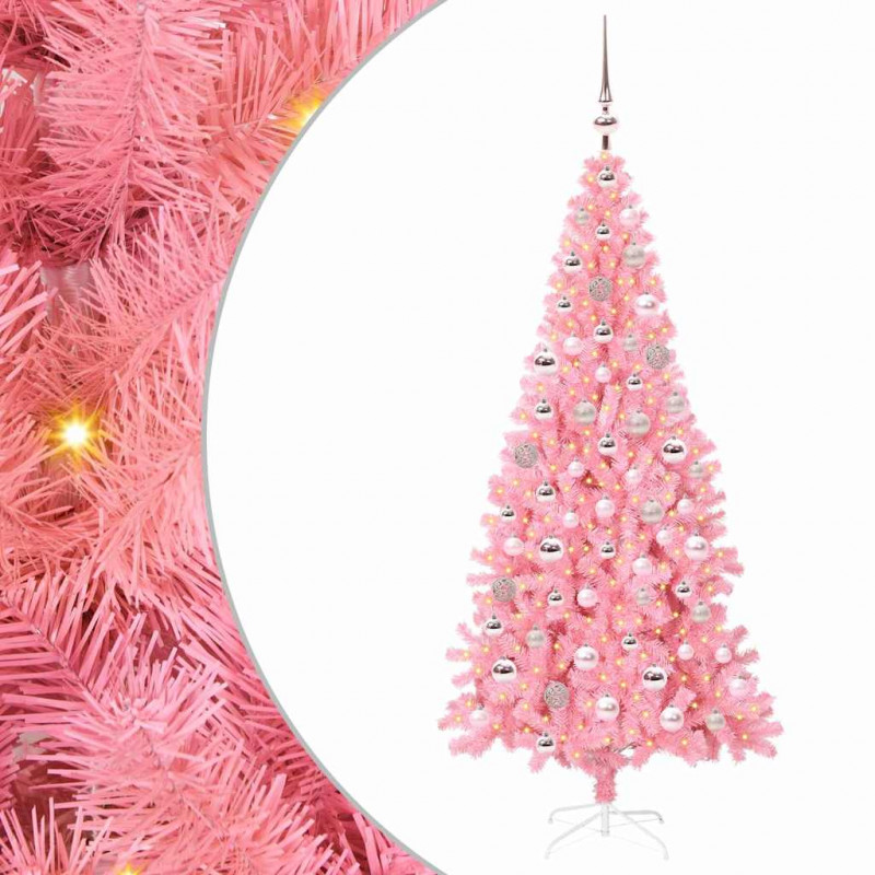 Choinka z 300 diodami LED z podstawą Różowy 180 cm PVC