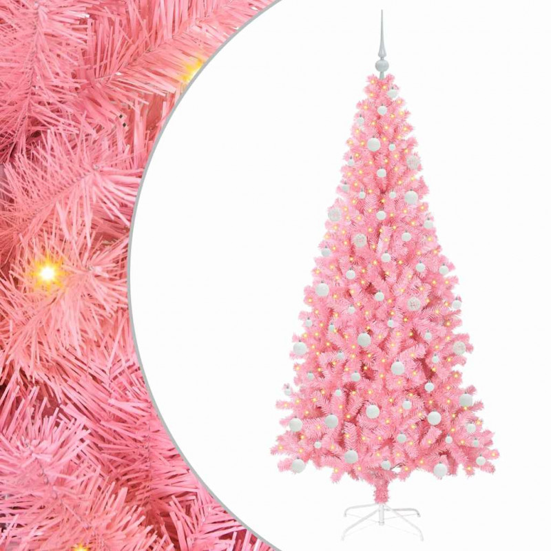 Choinka z 300 diodami LED z podstawą Różowy 180 cm PVC