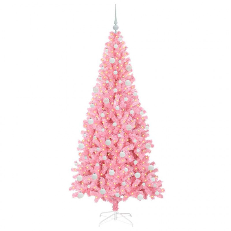 Choinka z 300 diodami LED z podstawą Różowy 180 cm PVC