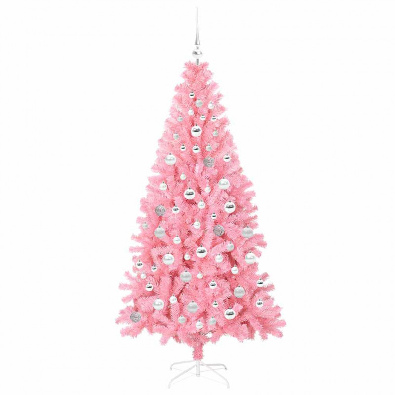 Choinka z 300 diodami LED z podstawą Różowy 180 cm PVC