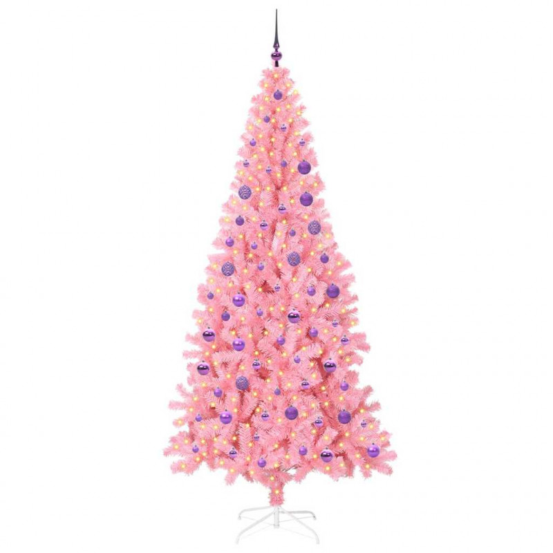 Choinka z 300 diodami LED z podstawą Różowy 180 cm PVC