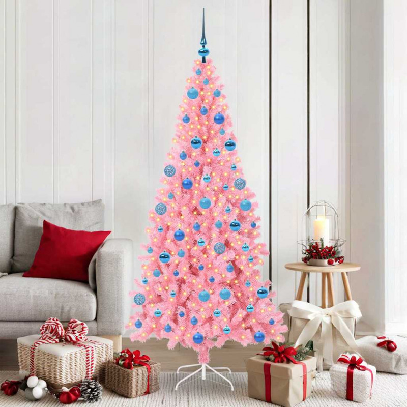 Choinka z 300 diodami LED z podstawą Różowy 180 cm PVC