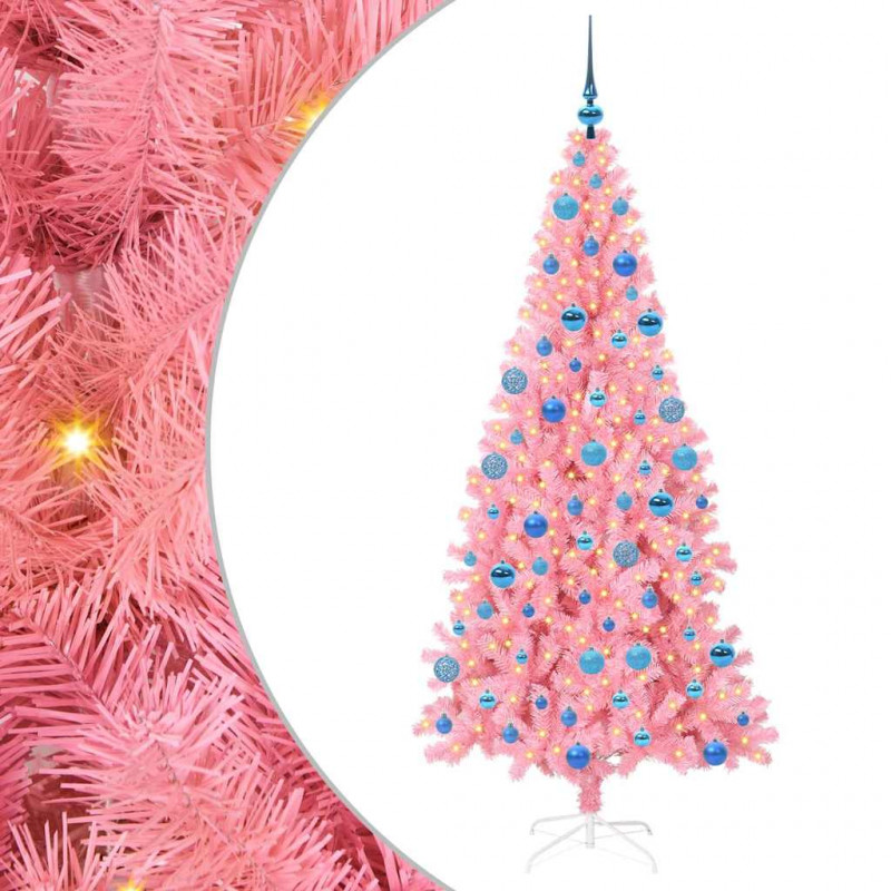 Choinka z 300 diodami LED z podstawą Różowy 180 cm PVC